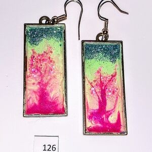 Colorful Abstract Tree Earrings